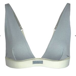 Skims Cotton Rib Plunge Bralette - Mineral